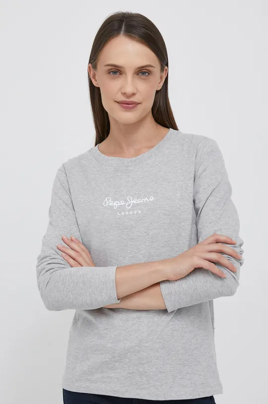 grigio Pepe Jeans top a maniche lunghe in cotone WENDYS LS Donna