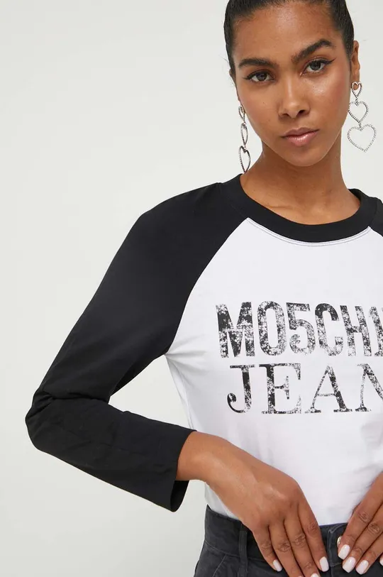 čierna Bavlnené tričko s dlhým rukávom Moschino Jeans