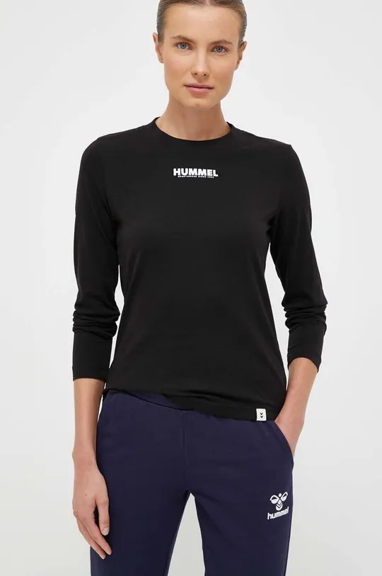 μαύρο Βαμβακερή μπλούζα με μακριά μανίκια Hummel Γυναικεία