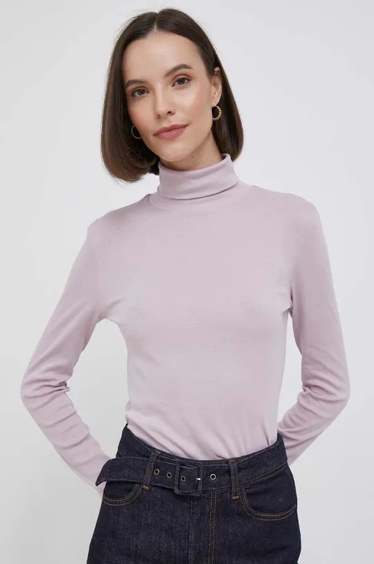 ροζ Βαμβακερή μπλούζα με μακριά μανίκια United Colors of Benetton Γυναικεία