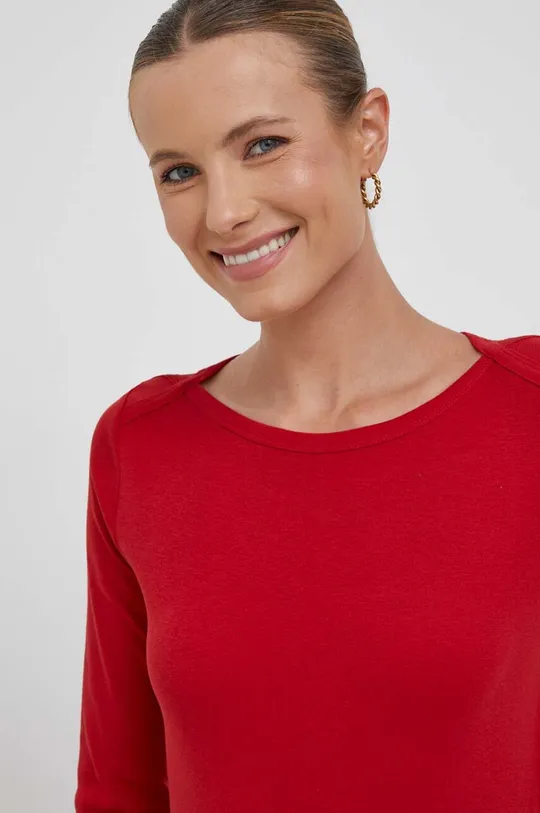 κόκκινο Βαμβακερή μπλούζα με μακριά μανίκια United Colors of Benetton Γυναικεία