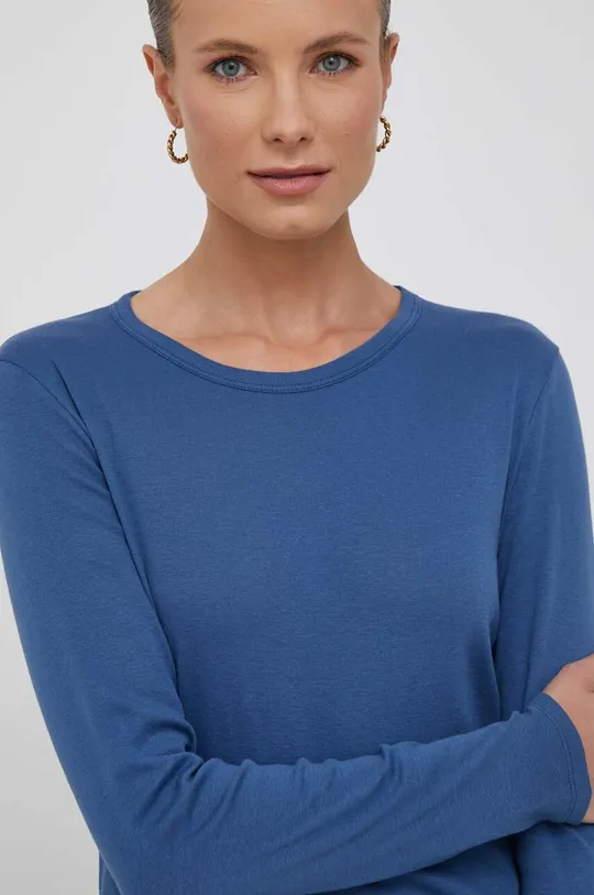 μπλε Βαμβακερή μπλούζα με μακριά μανίκια United Colors of Benetton Γυναικεία