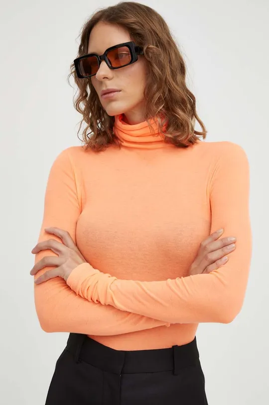 πορτοκαλί Βαμβακερή μπλούζα με μακριά μανίκια American Vintage Γυναικεία