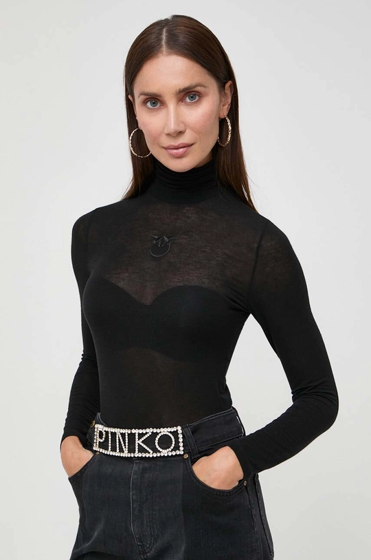 czarny Pinko longsleeve z domieszką kaszmiru Damski