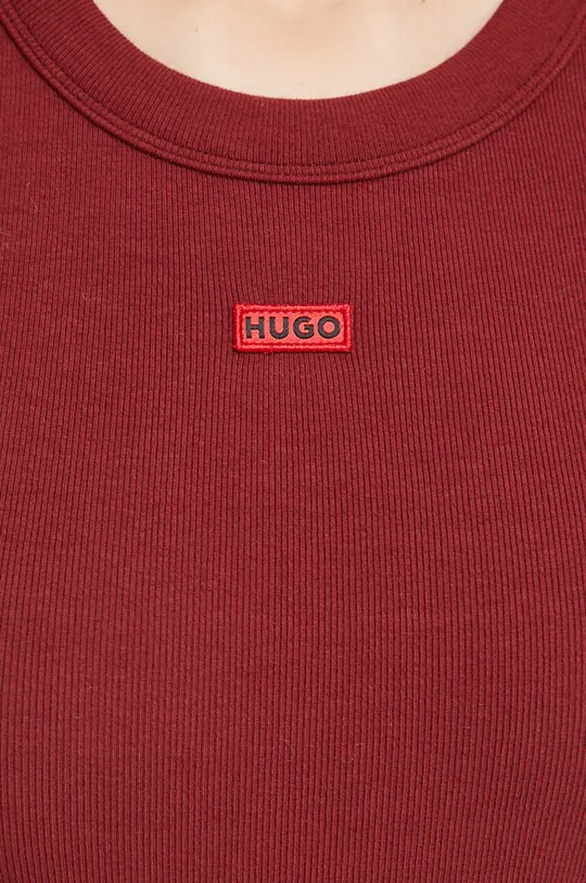 burgundské Tričko s dlhým rukávom HUGO