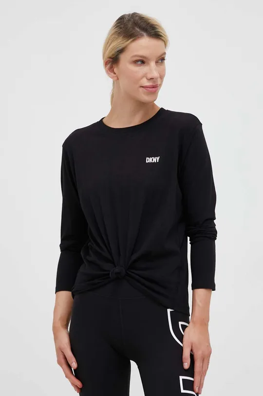 črna Bombažna majica z dolgimi rokavi Dkny Ženski