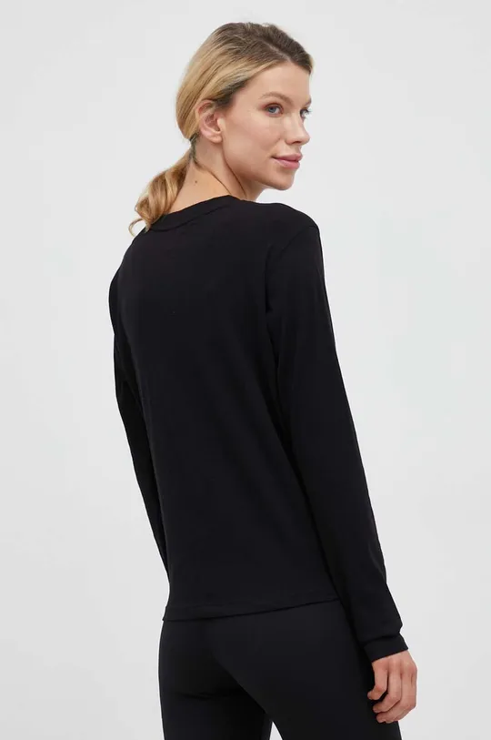 Βαμβακερή μπλούζα με μακριά μανίκια DKNY μαύρο