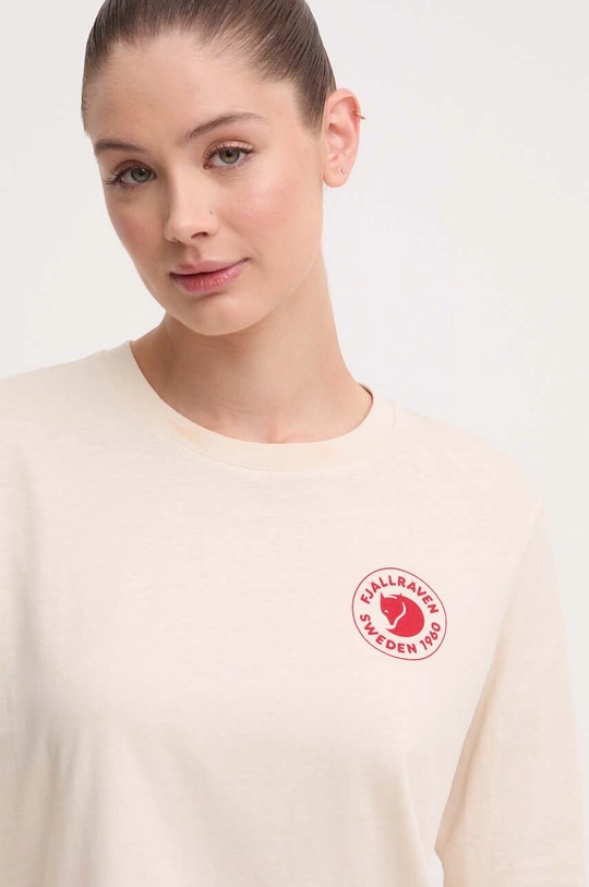 бежов Памучна блуза с дълги ръкави Fjallraven 1960 Logo