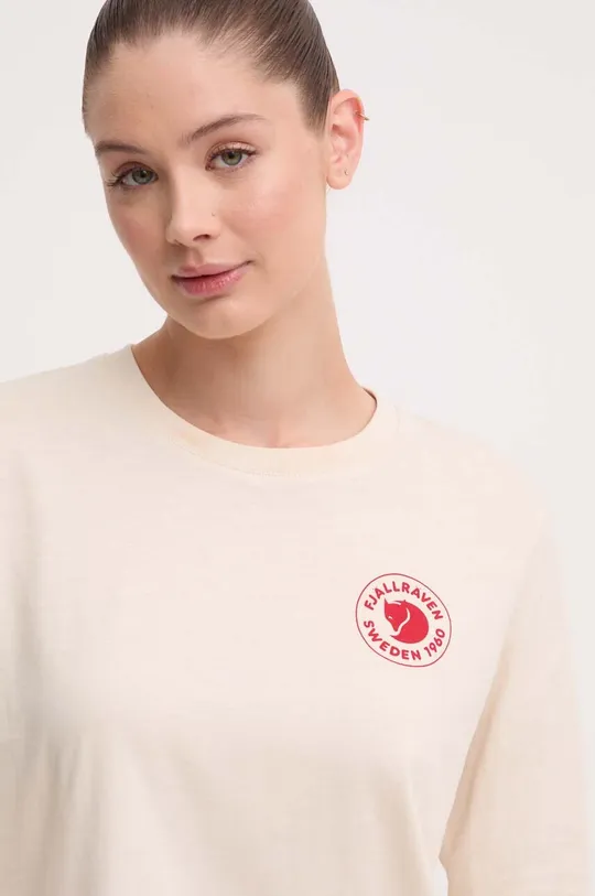 béžová Bavlnené tričko s dlhým rukávom Fjallraven 1960 Logo