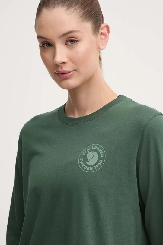 turkizna Bombažna majica z dolgimi rokavi Fjallraven 1960 Logo