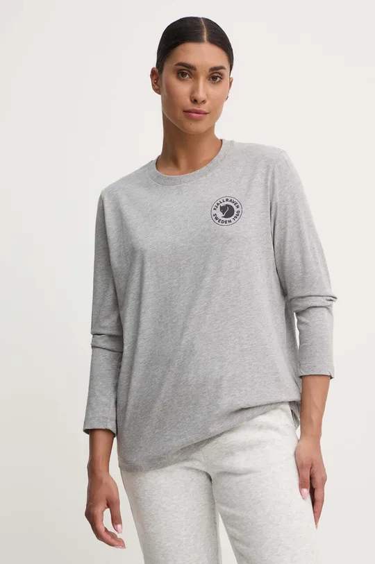 γκρί Βαμβακερή μπλούζα με μακριά μανίκια Fjallraven 1960 Logo Γυναικεία