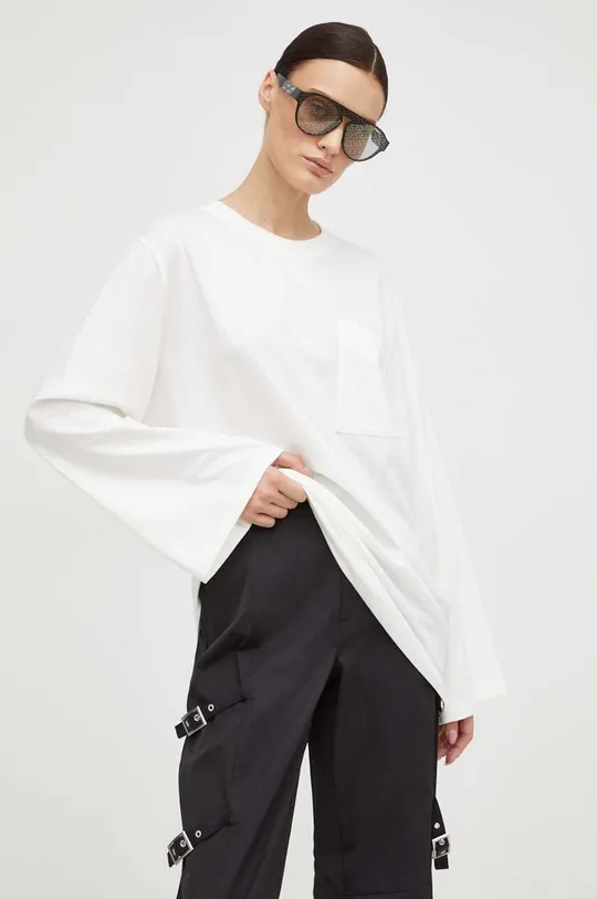 μπεζ Βαμβακερή μπλούζα με μακριά μανίκια By Malene Birger Γυναικεία