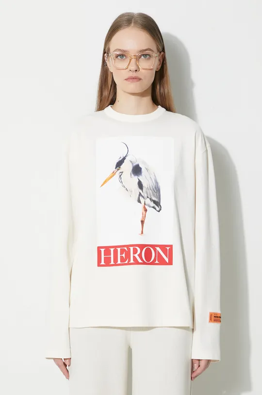 beige Heron Preston cotton longsleeve top Heron Bird Painted Ls Tee Women’s