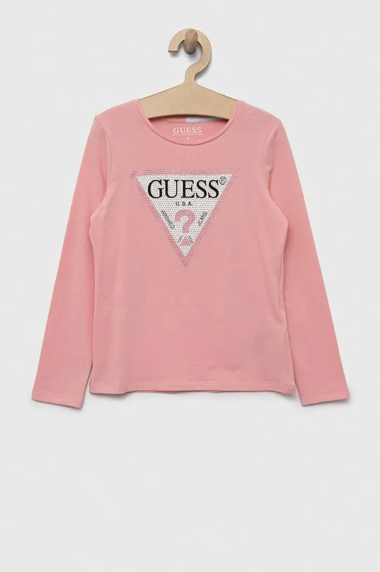 różowy Guess longsleeve dziecięcy Dziewczęcy