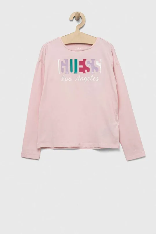 roza Dječja majica dugih rukava Guess Za djevojčice
