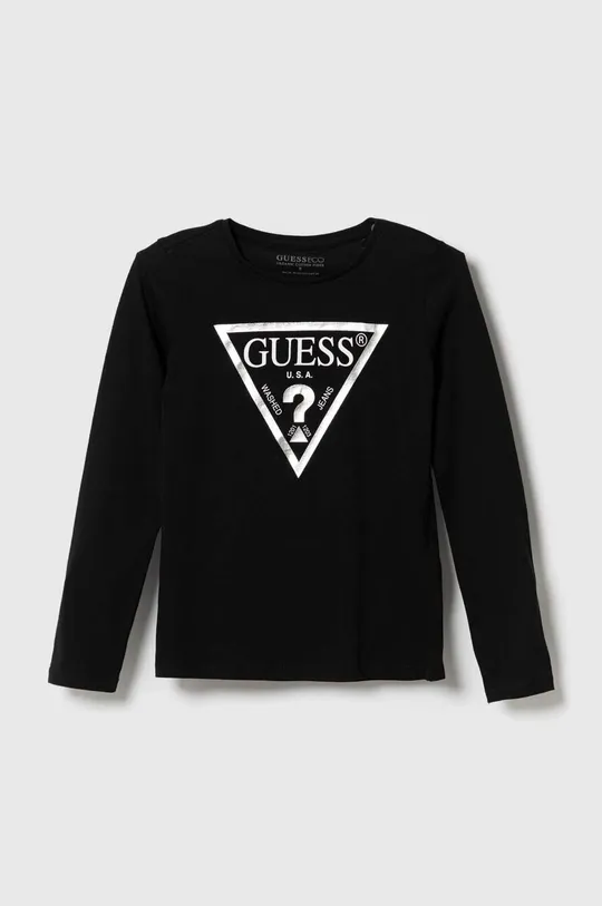 čierna Detská bavlnená košeľa s dlhým rukávom Guess Dievčenský