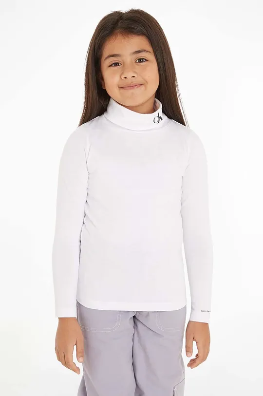 biela Detské tričko s dlhým rukávom Calvin Klein Jeans Dievčenský