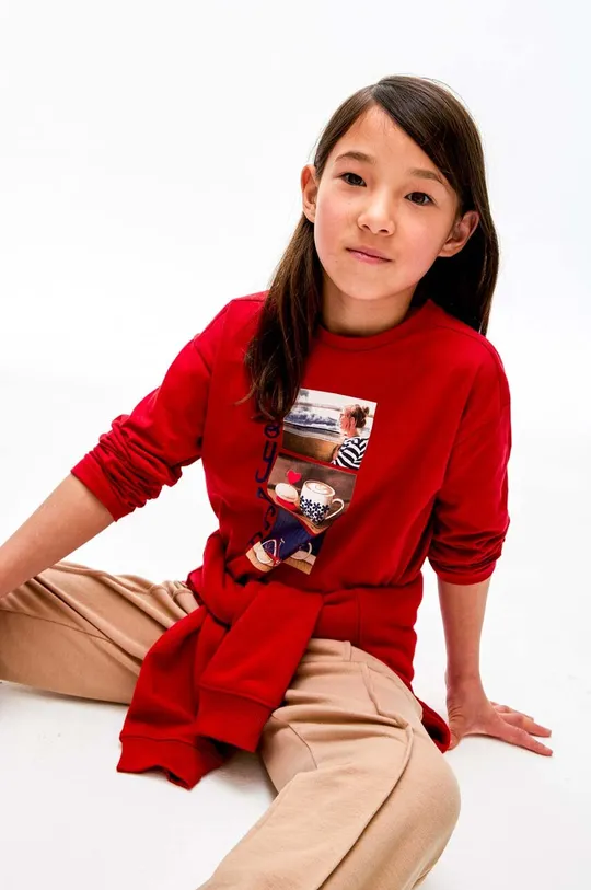 Otroška bombažna majica z dolgimi rokavi Mayoral rdeča