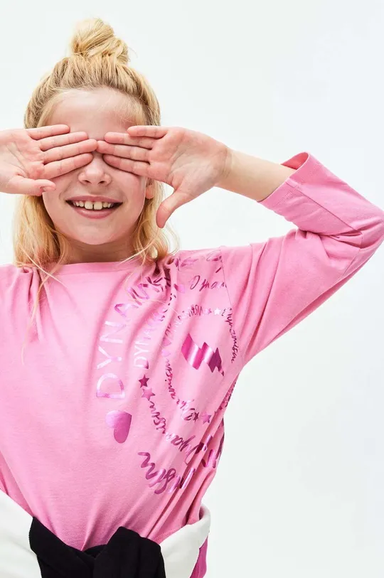 Detská bavlnená košeľa s dlhým rukávom Mayoral ružová