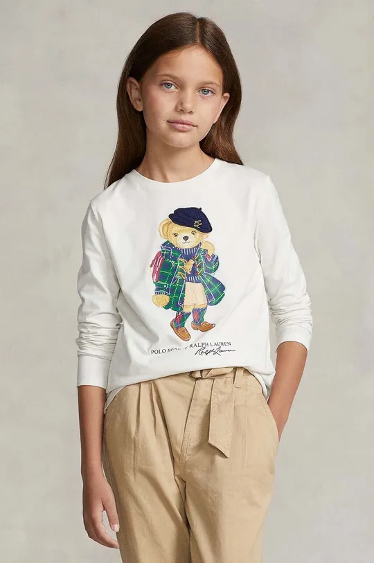 λευκό Παιδικό βαμβακερό μακρυμάνικο Polo Ralph Lauren Για κορίτσια