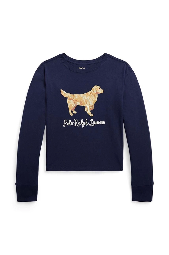 granatowy Polo Ralph Lauren longsleeve bawełniany dziecięcy Dziewczęcy