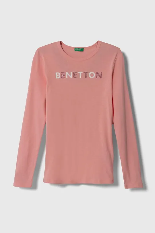 różowy United Colors of Benetton longsleeve dziecięcy Dziewczęcy