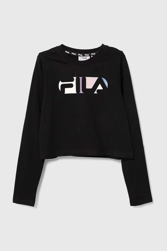 чорний Дитячий бавовняний лонгслів Fila BIEBERN cropped longsleeve shirt Для дівчаток