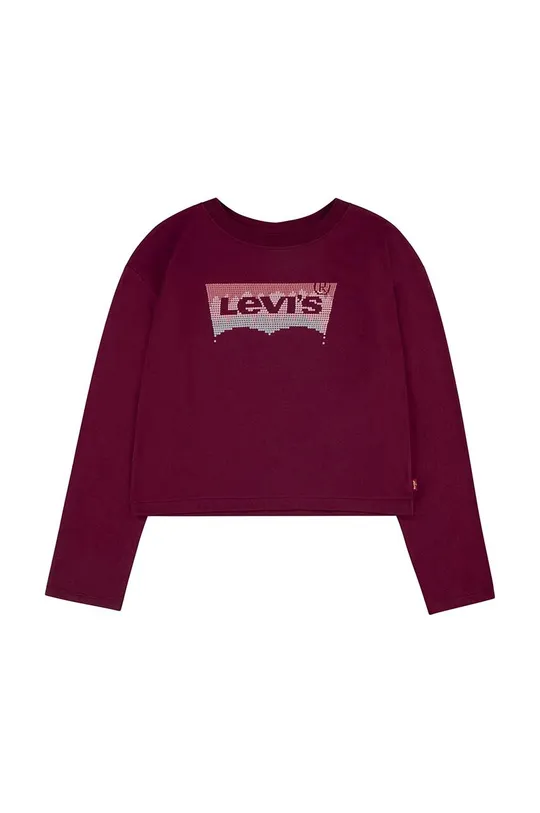 crvena Dječja pamučna majica dugih rukava Levi's Za djevojčice