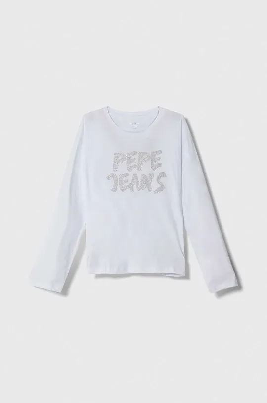 белый Хлопковый детский лонгслив Pepe Jeans Для девочек