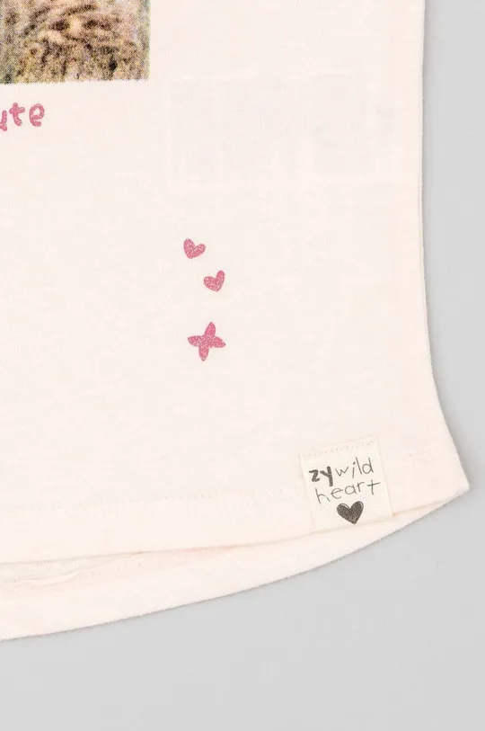 ružová Detské bavlnené tričko s dlhým rukávom zippy