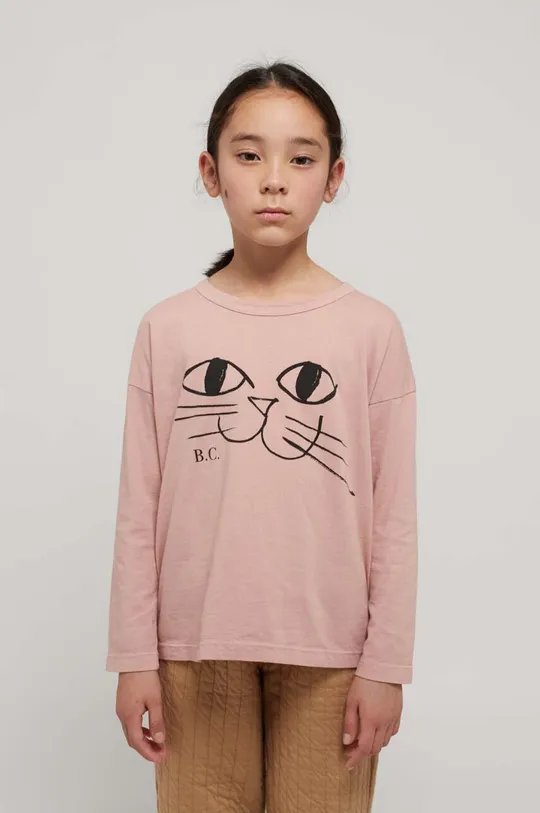 roza Otroška bombažna majica z dolgimi rokavi Bobo Choses Dekliški