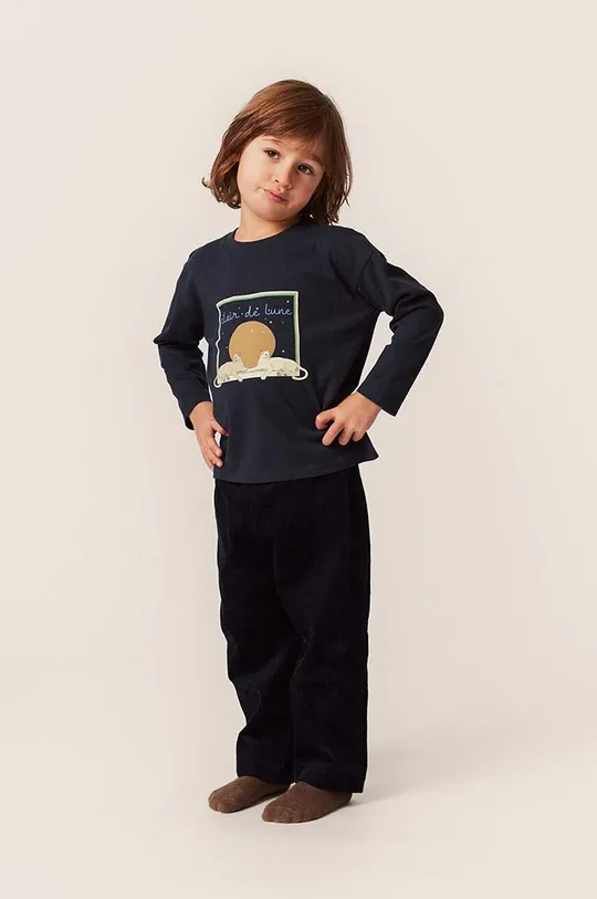 tmavomodrá Detská bavlnená košeľa s dlhým rukávom Konges Sløjd Detský