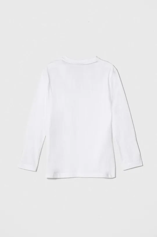 Detské bavlnené tričko s dlhým rukávom BOSS biela