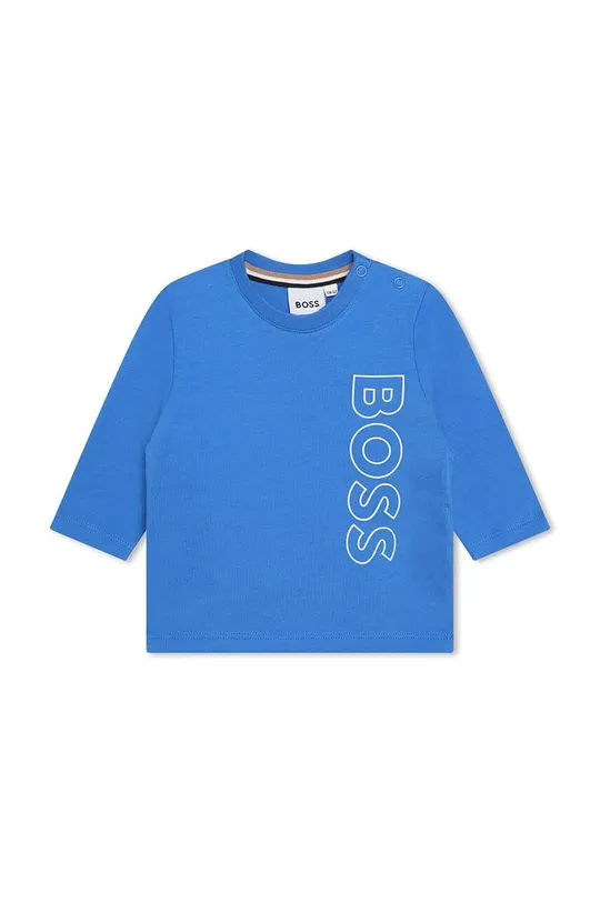 mornarsko modra Otroška bombažna majica z dolgimi rokavi BOSS Otroški