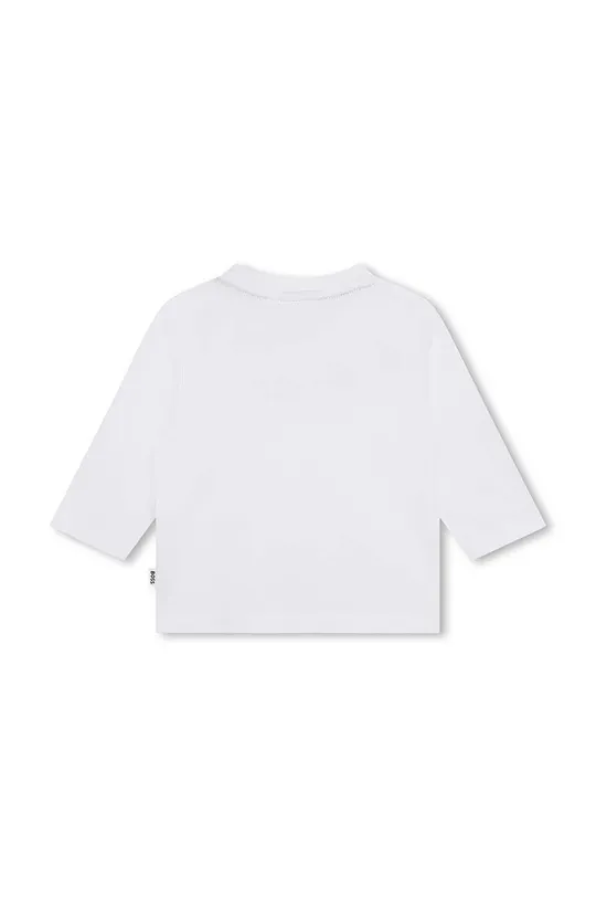 Detské bavlnené tričko s dlhým rukávom BOSS biela