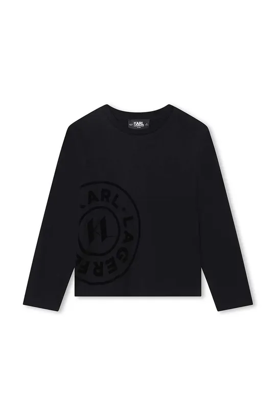 čierna Detská bavlnená košeľa s dlhým rukávom Karl Lagerfeld Detský