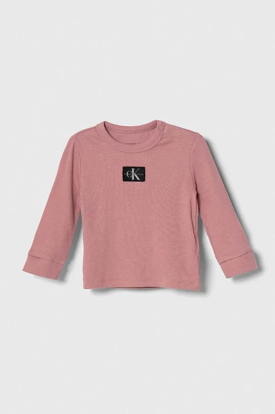 roza Dječja majica dugih rukava Calvin Klein Jeans Dječji
