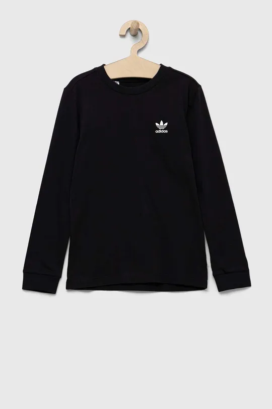 čierna Detská bavlnená košeľa s dlhým rukávom adidas Originals Detský