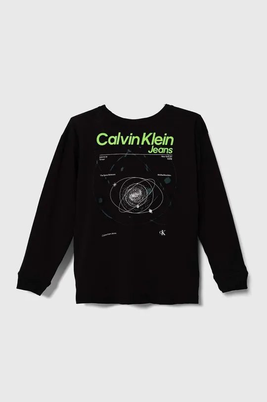 Παιδικό βαμβακερό μακρυμάνικο Calvin Klein Jeans μαύρο