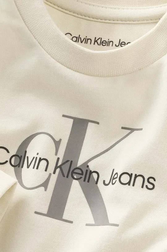 Tričko s dlhým rukávom pre bábätká Calvin Klein Jeans béžová