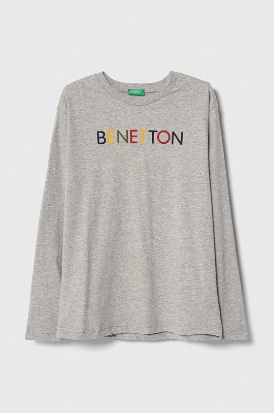 szary United Colors of Benetton longsleeve bawełniany dziecięcy Dziecięcy