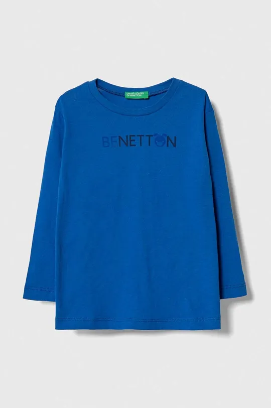 modrá Detská bavlnená košeľa s dlhým rukávom United Colors of Benetton Detský