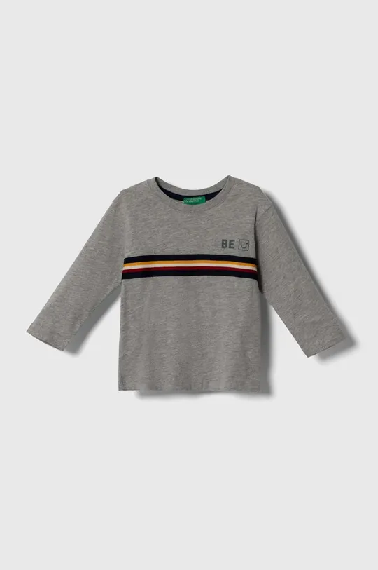 sivá Detská bavlnená košeľa s dlhým rukávom United Colors of Benetton Detský