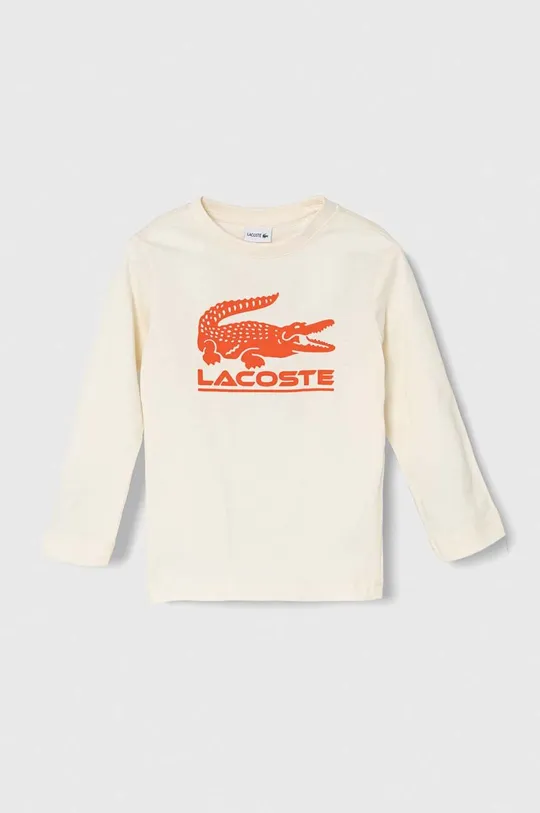 béžová Detská bavlnená košeľa s dlhým rukávom Lacoste Detský
