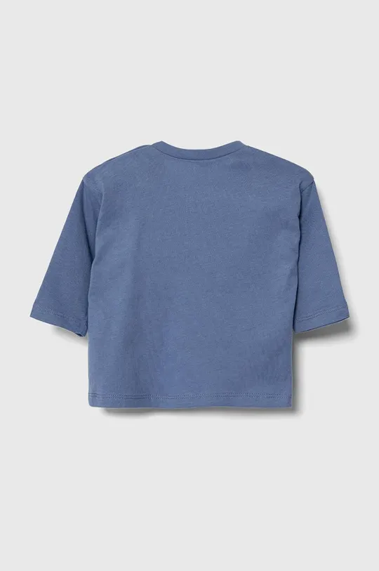 Otroška bombažna majica z dolgimi rokavi United Colors of Benetton modra