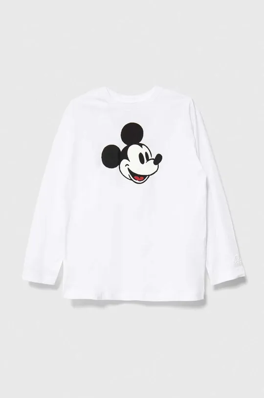 bela Otroška bombažna majica z dolgimi rokavi United Colors of Benetton x Disney Otroški