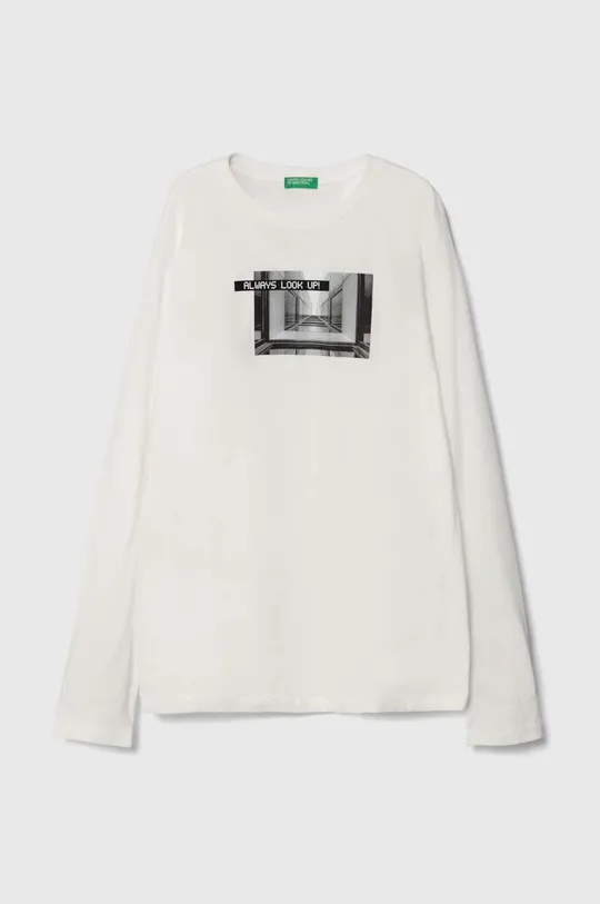 biela Detská bavlnená košeľa s dlhým rukávom United Colors of Benetton Detský