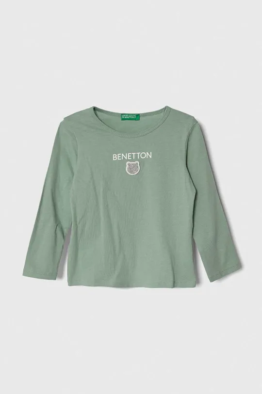 зелёный Хлопковый детский лонгслив United Colors of Benetton Детский