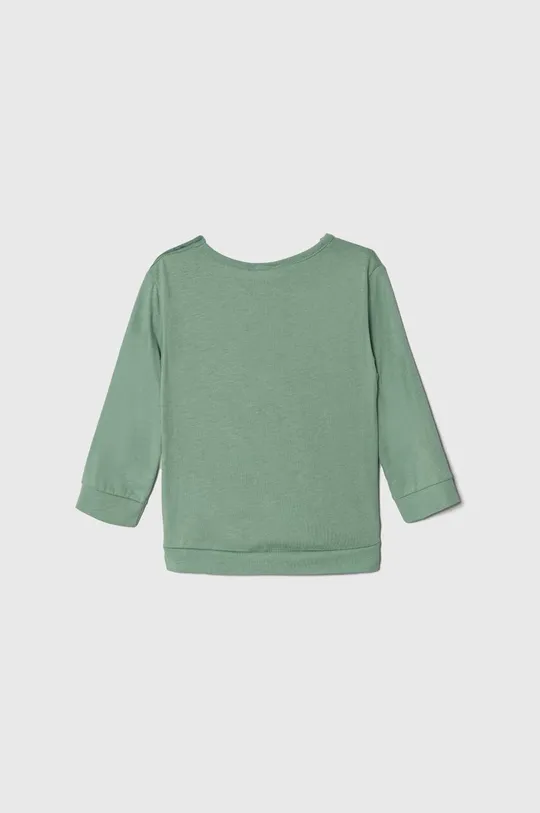 Detské bavlnené tričko s dlhým rukávom United Colors of Benetton zelená