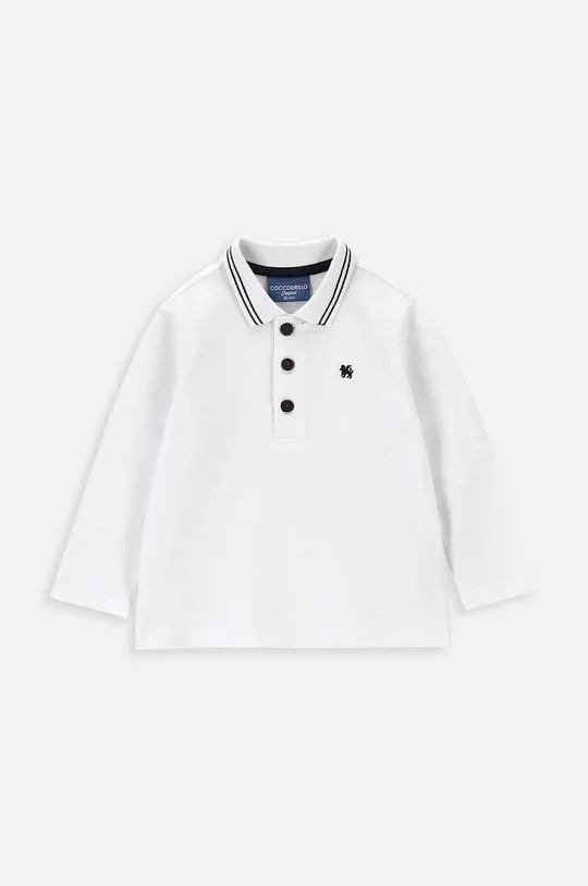 biela Detské bavlnené tričko s dlhým rukávom Coccodrillo Detský
